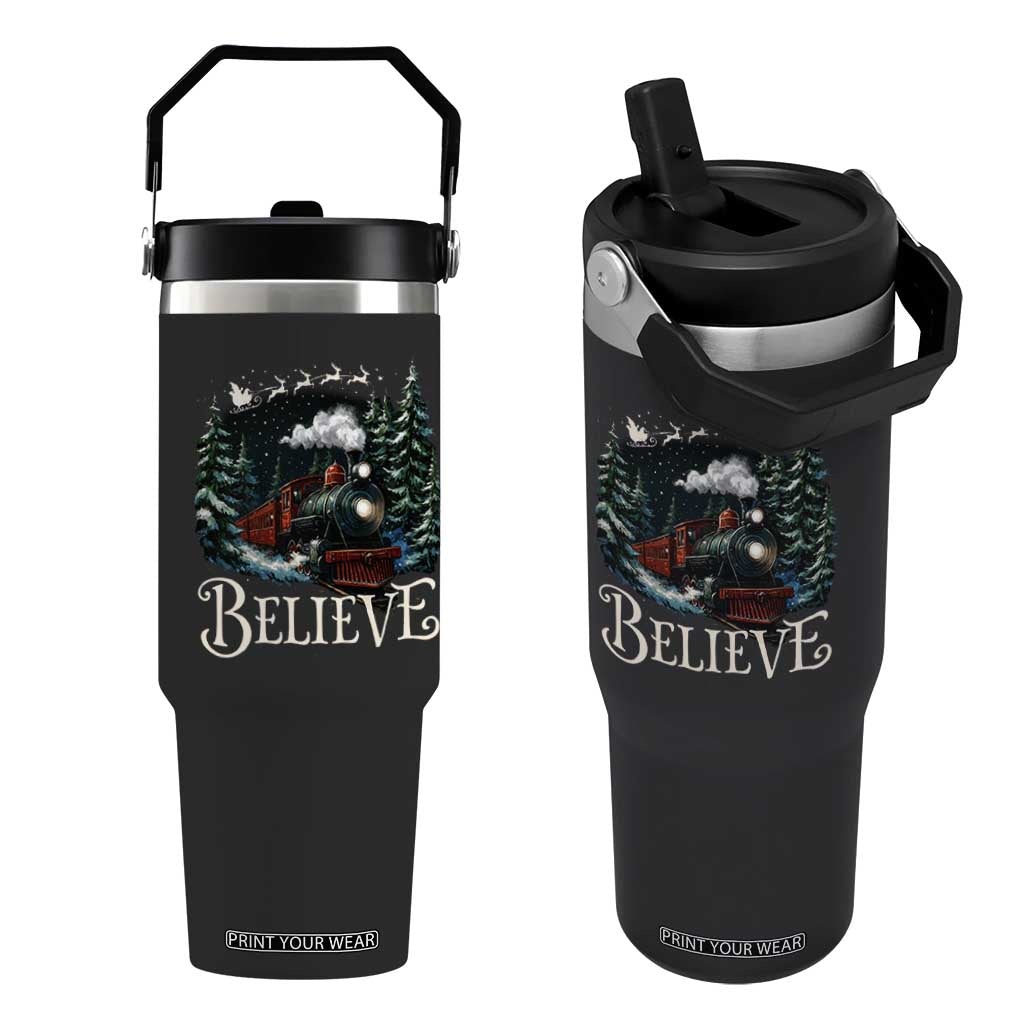 Polar Express Flip Straw Tumbler Christmas Believe TS10 One Size: 30 oz Black Print Your Wear