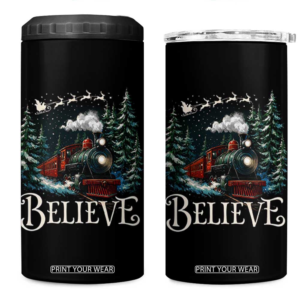 Polar Express 4 in 1 Can Cooler Tumbler Christmas Believe TS10 One Size: 16 oz Black Print Your Wear
