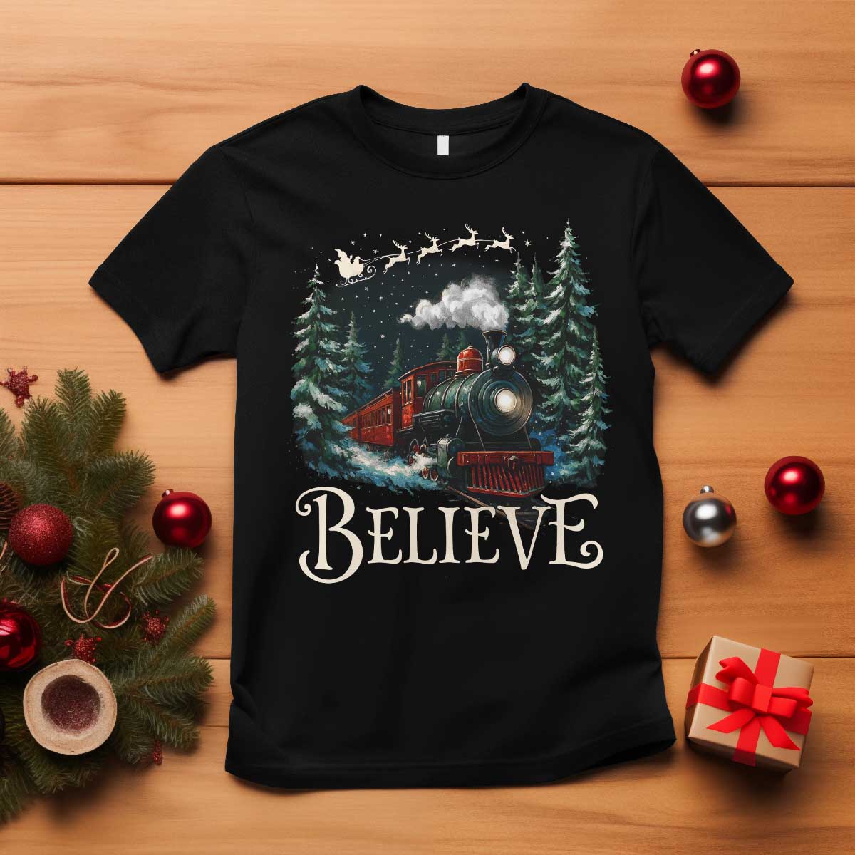 Polar Express T Shirt Christmas Believe TS10 Black Print Your Wear