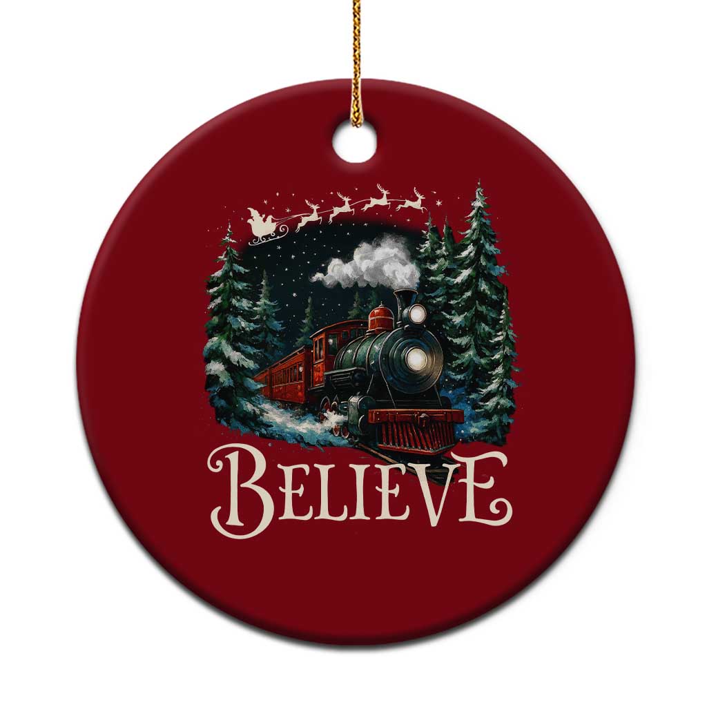 Polar Express Ceramic Ornament Xmas Believe TS10 1pc Red Print Your Wear