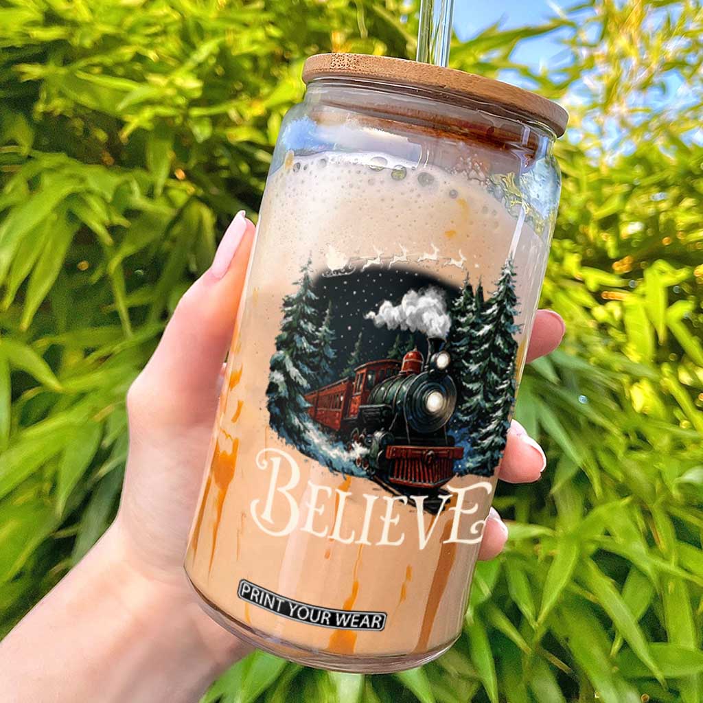 Polar Express Glass Can Christmas Believe TS10 Black Print Your Wear