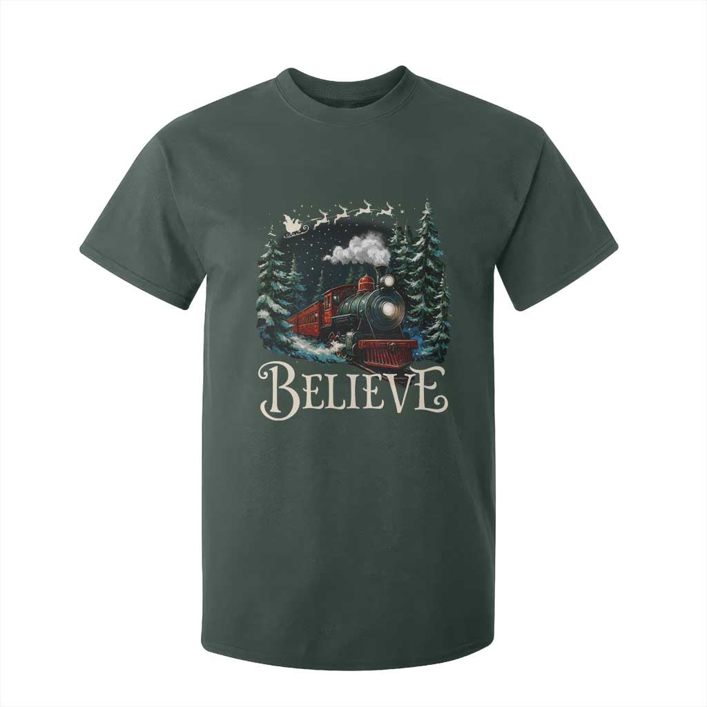 Polar Express T Shirt For Kid Christmas Believe TS10 Dark Forest Green Print Your Wear