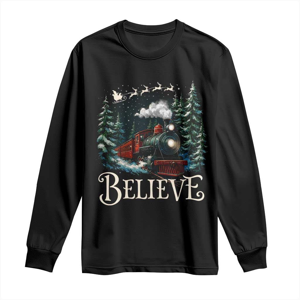 Polar Express Long Sleeve Shirt Christmas Believe TS10 Black Print Your Wear