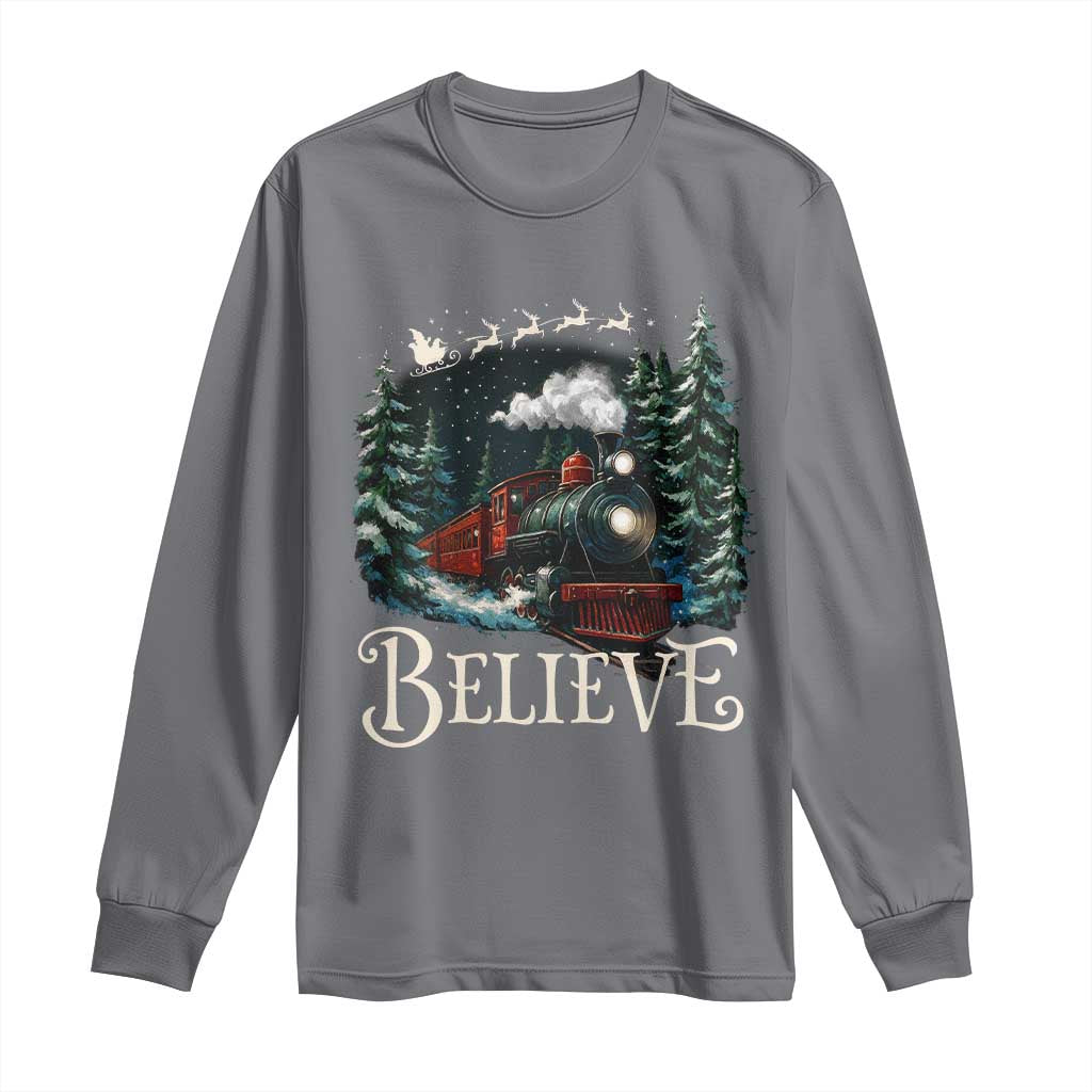 Polar Express Long Sleeve Shirt Christmas Believe TS10 Charcoal Print Your Wear