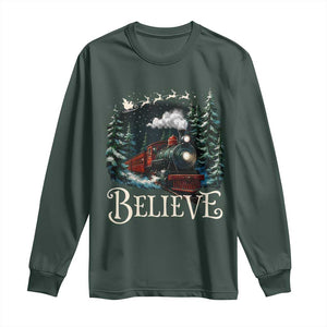 Polar Express Long Sleeve Shirt Christmas Believe TS10 Dark Forest Green Print Your Wear