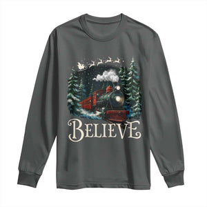 Polar Express Long Sleeve Shirt Christmas Believe TS10 Dark Heather Print Your Wear