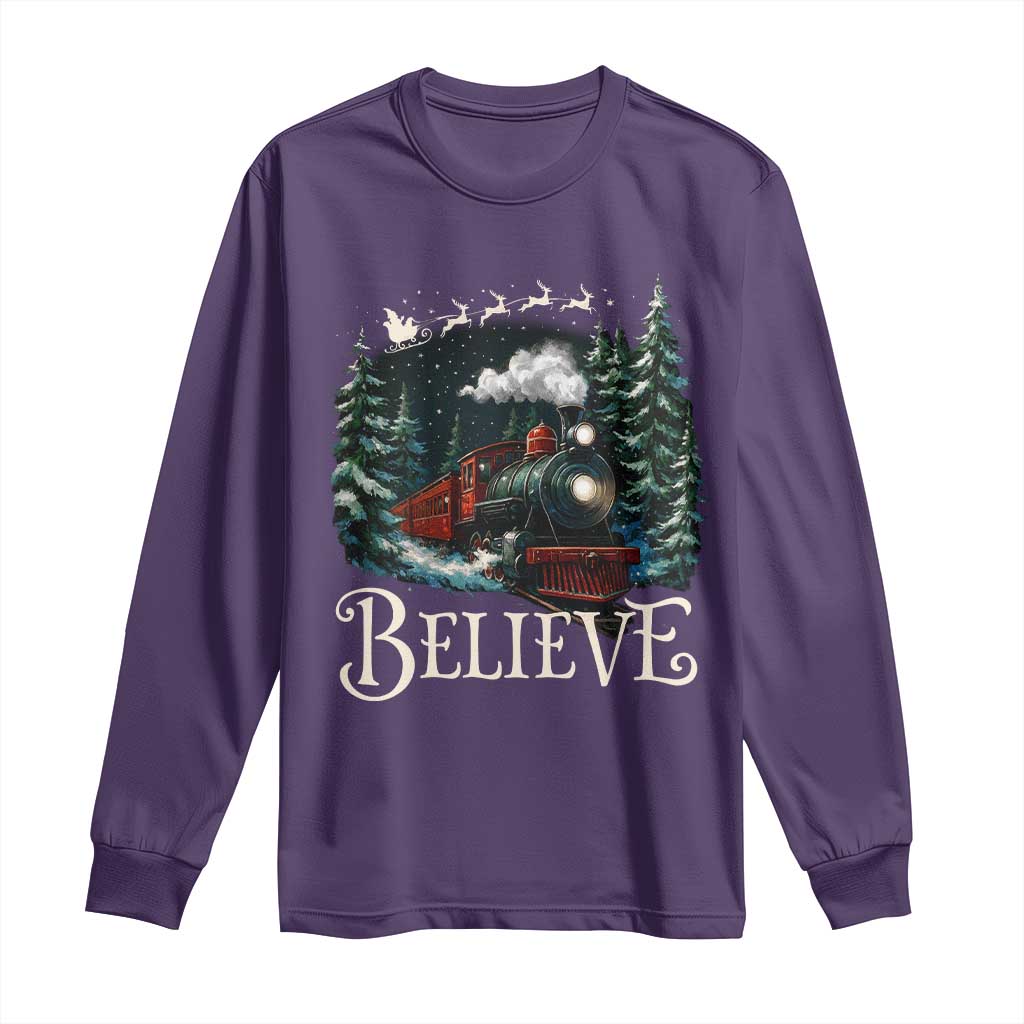 Polar Express Long Sleeve Shirt Christmas Believe TS10 Purple Print Your Wear