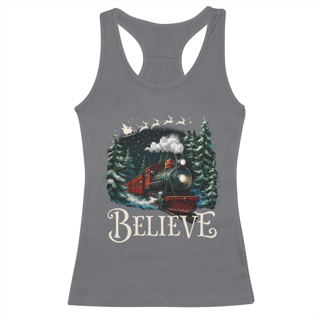 Polar Express Racerback Tank Top Christmas Believe TS10 Charcoal Print Your Wear