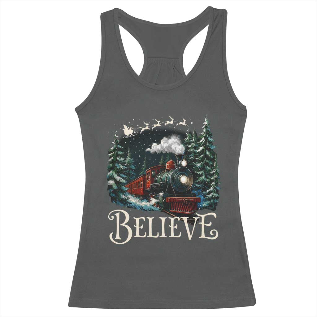 Polar Express Racerback Tank Top Christmas Believe TS10 Dark Heather Print Your Wear