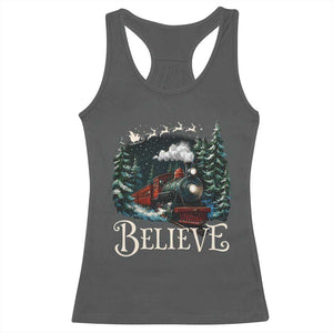 Polar Express Racerback Tank Top Christmas Believe TS10 Dark Heather Print Your Wear