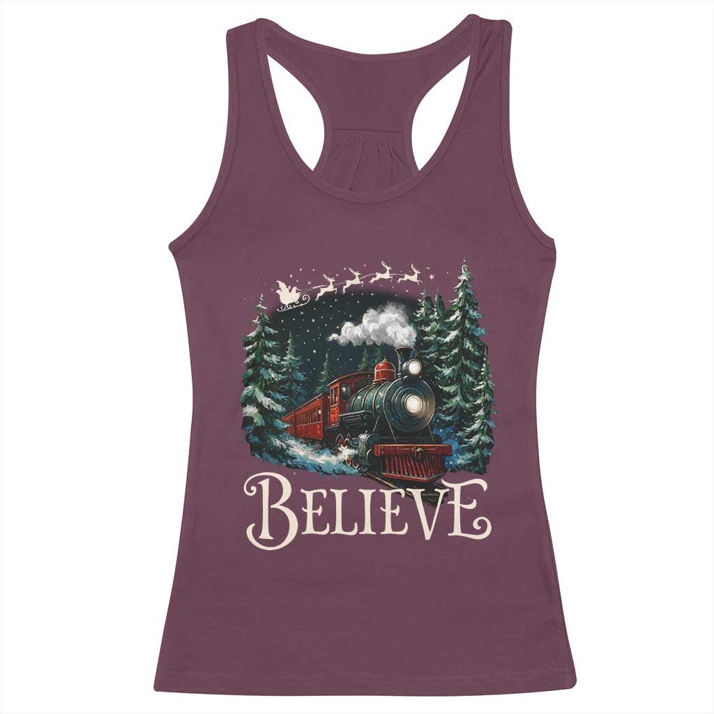 Polar Express Racerback Tank Top Christmas Believe TS10 Maroon Print Your Wear