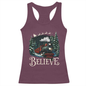 Polar Express Racerback Tank Top Christmas Believe TS10 Maroon Print Your Wear