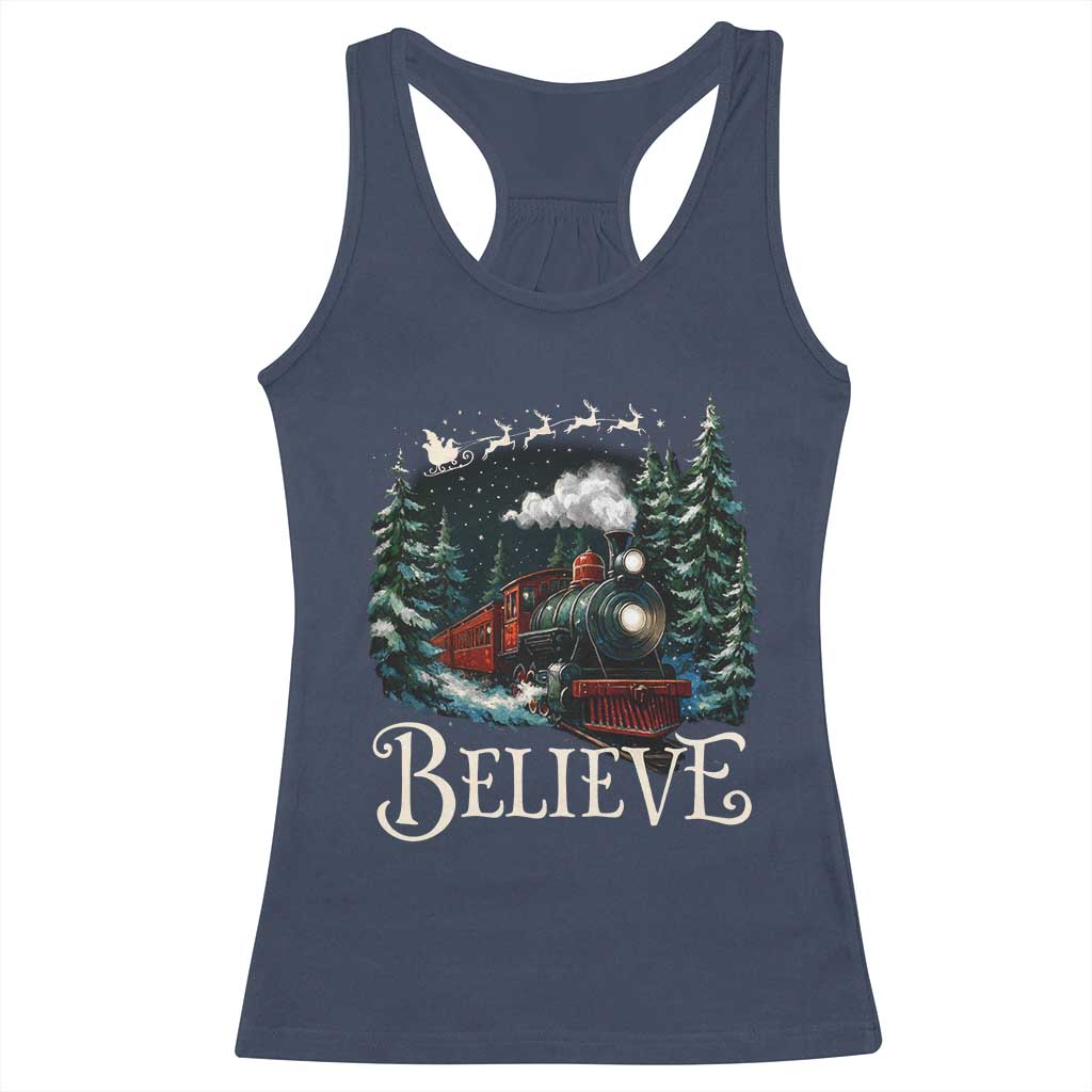 Polar Express Racerback Tank Top Christmas Believe TS10 Navy Print Your Wear