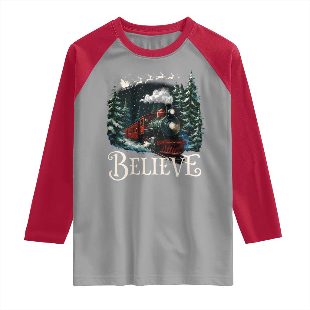 Polar Express Raglan Shirt Christmas Believe TS10 Sport Gray Red Print Your Wear