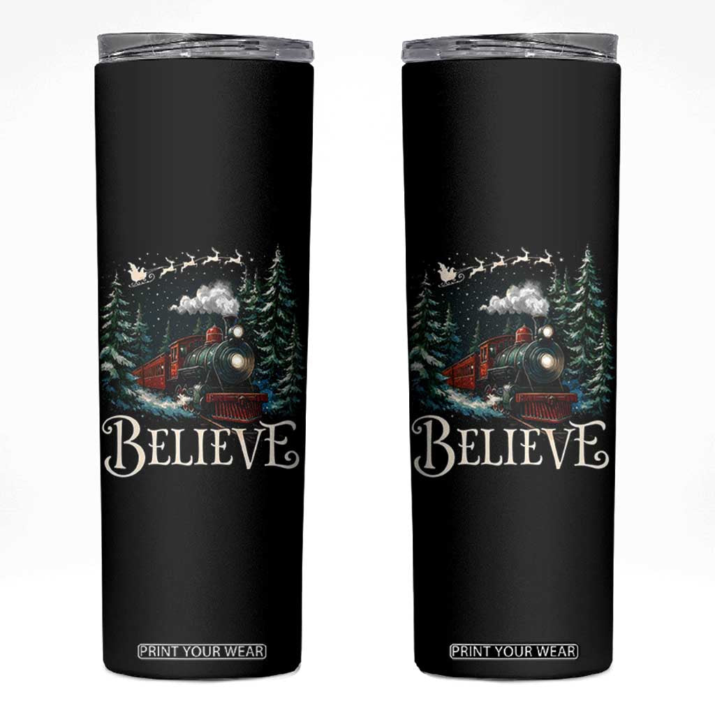 Polar Express Skinny Tumbler Christmas Believe TS10 Black Print Your Wear