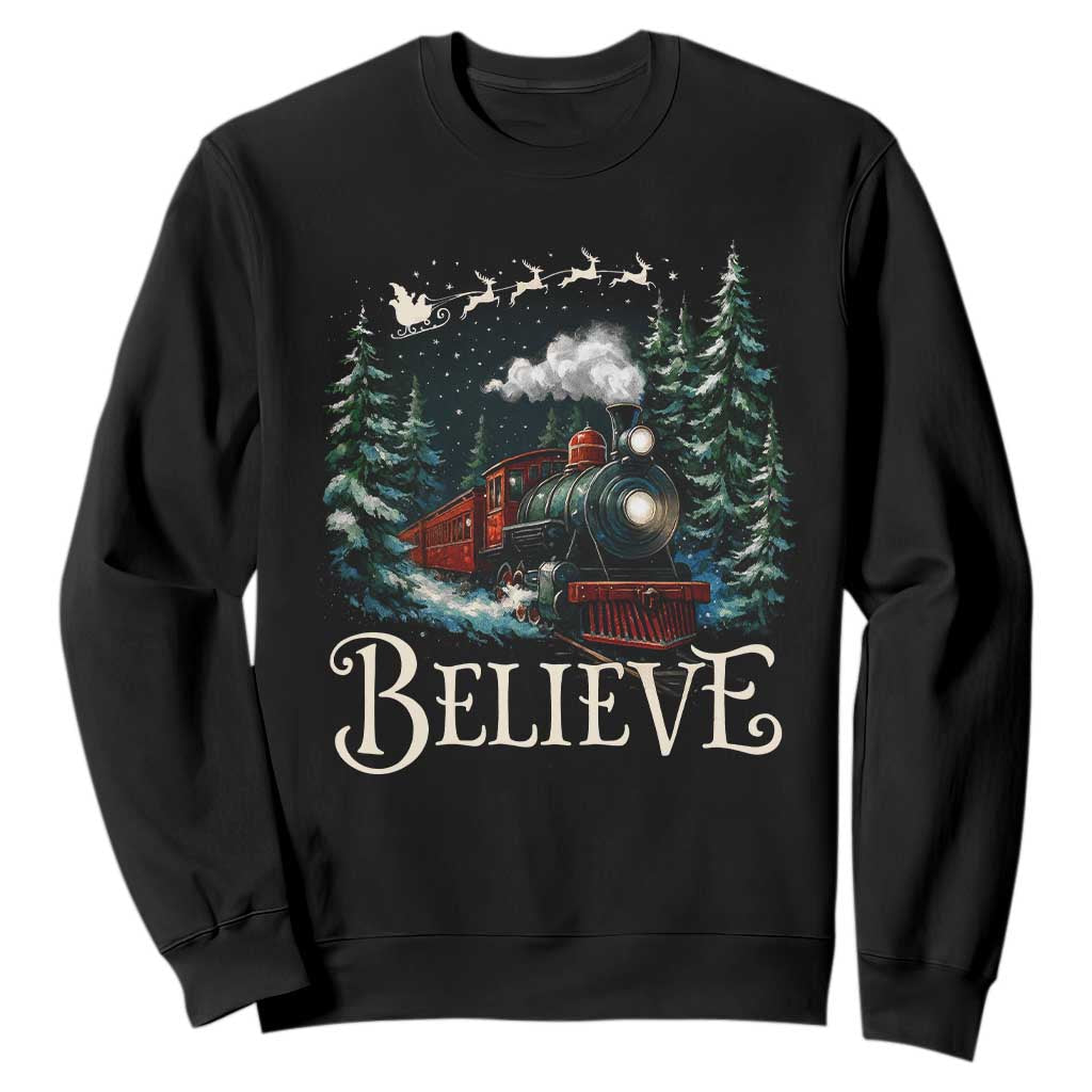 Polar Express Sweatshirt Christmas Believe TS10 Black Print Your Wear