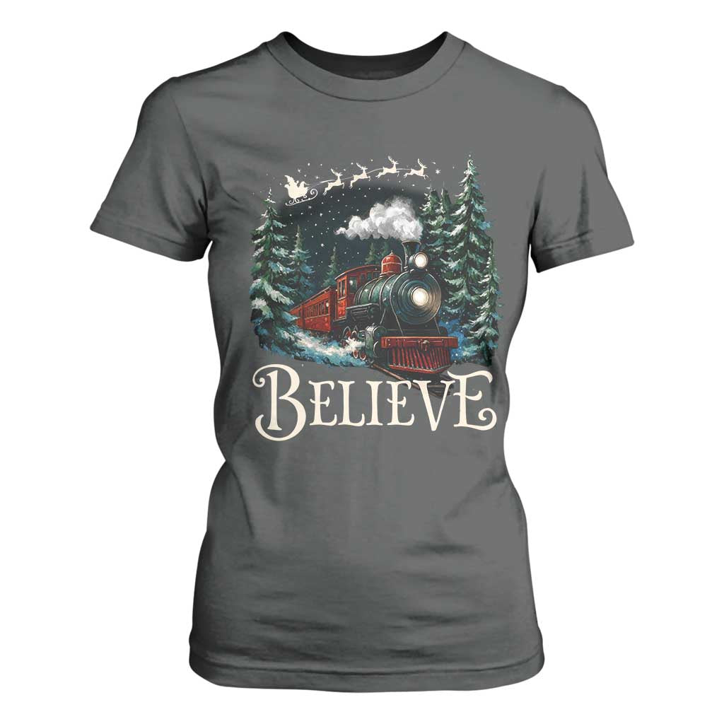 Polar Express T Shirt For Women Christmas Believe TS10 Dark Heather Print Your Wear