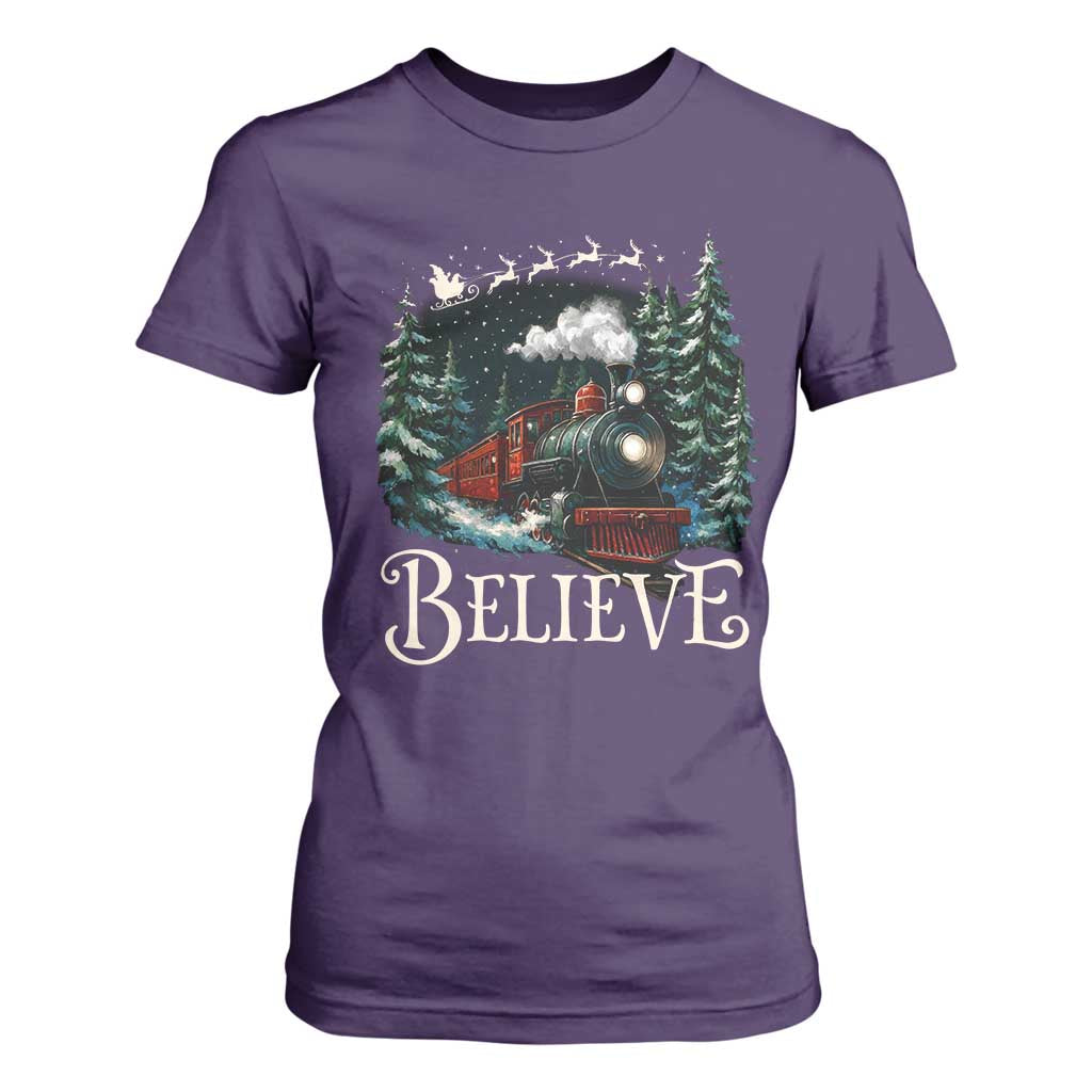 Polar Express T Shirt For Women Christmas Believe TS10 Purple Print Your Wear