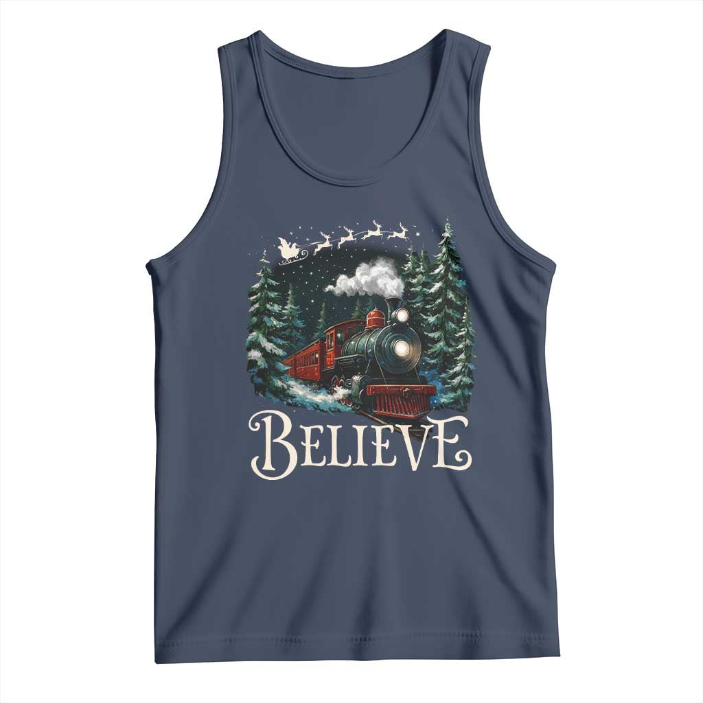 Polar Express Tank Top Christmas Believe TS10 Navy Print Your Wear