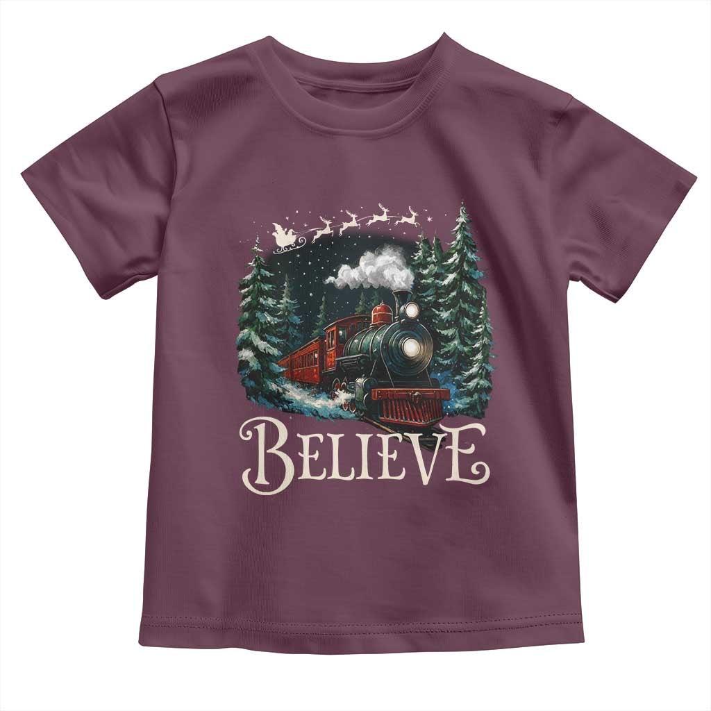 Polar Express Toddler T Shirt Christmas Believe TS10 Maroon Print Your Wear