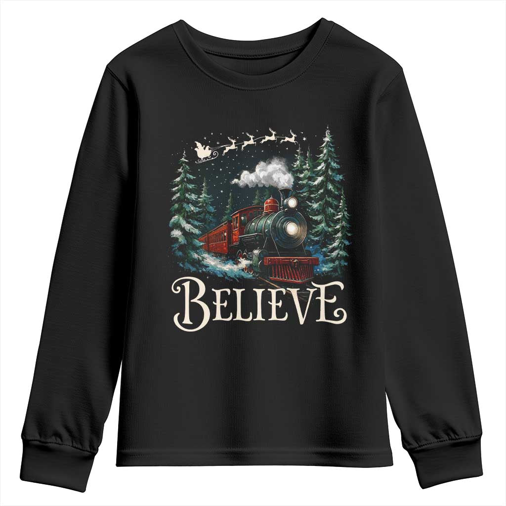 Polar Express Youth Sweatshirt Christmas Believe TS10 Black Print Your Wear