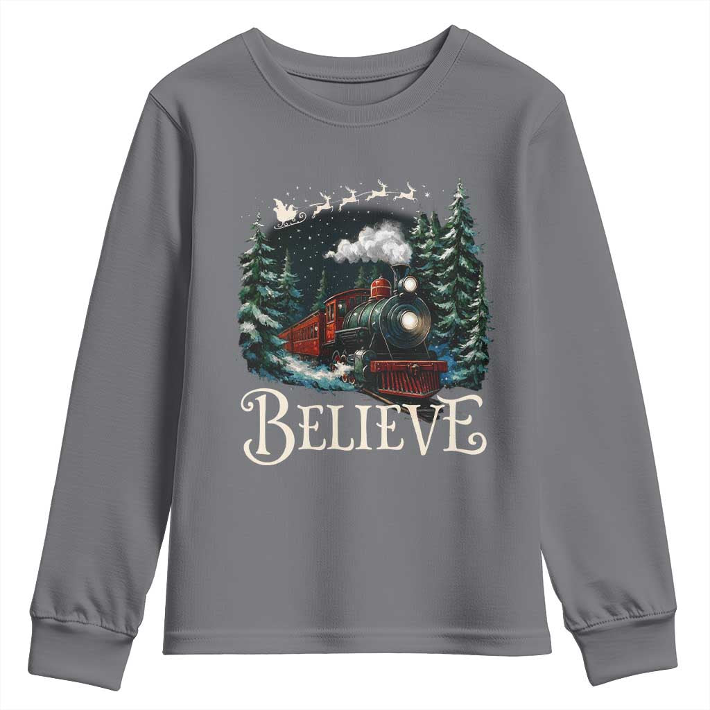 Polar Express Youth Sweatshirt Christmas Believe TS10 Charcoal Print Your Wear