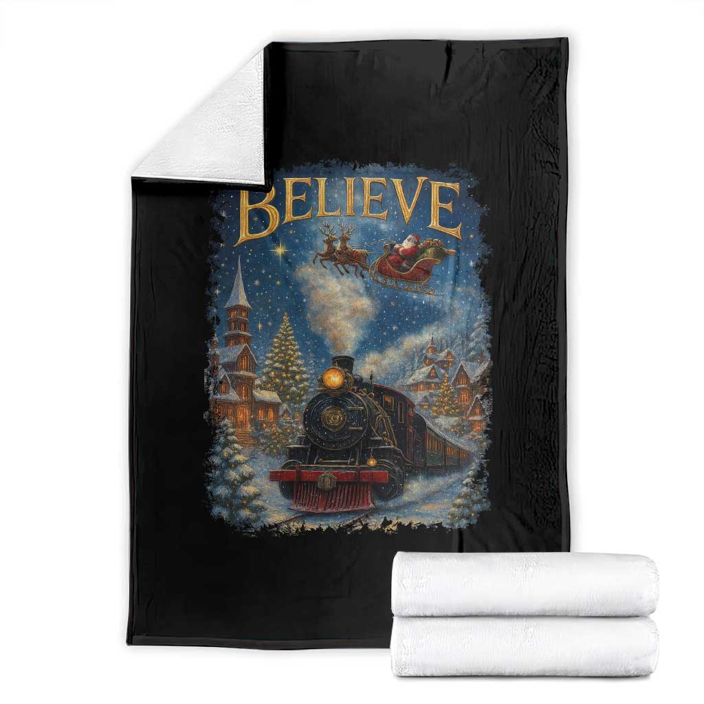 Polar Express Throw Blanket Retro Vintage Christmas Believe TS10 Black Print Your Wear