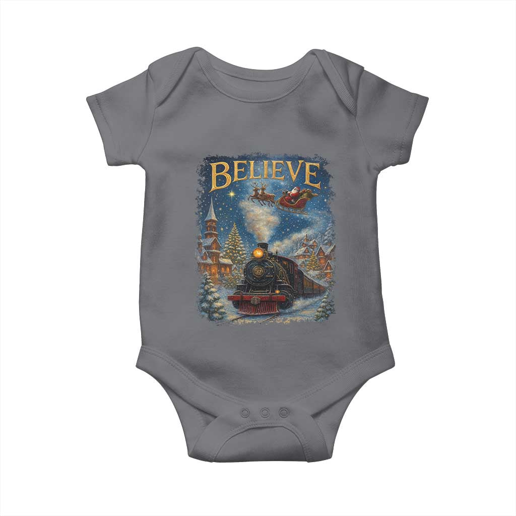 Polar Express Baby Onesie Retro Vintage Christmas Believe TS10 Charcoal Print Your Wear