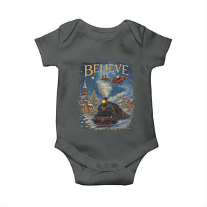 Polar Express Baby Onesie Retro Vintage Christmas Believe TS10 Dark Heather Print Your Wear