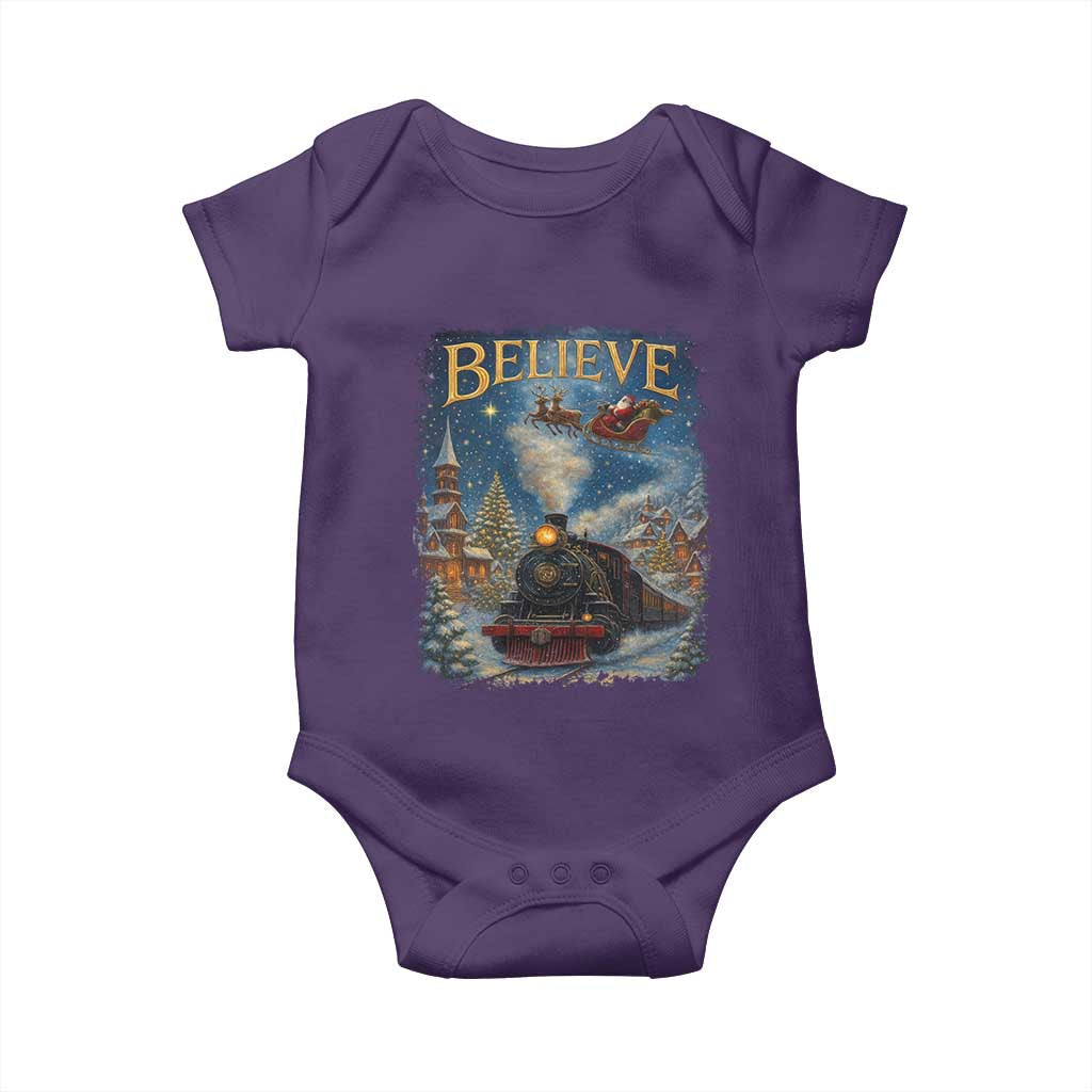 Polar Express Baby Onesie Retro Vintage Christmas Believe TS10 Purple Print Your Wear