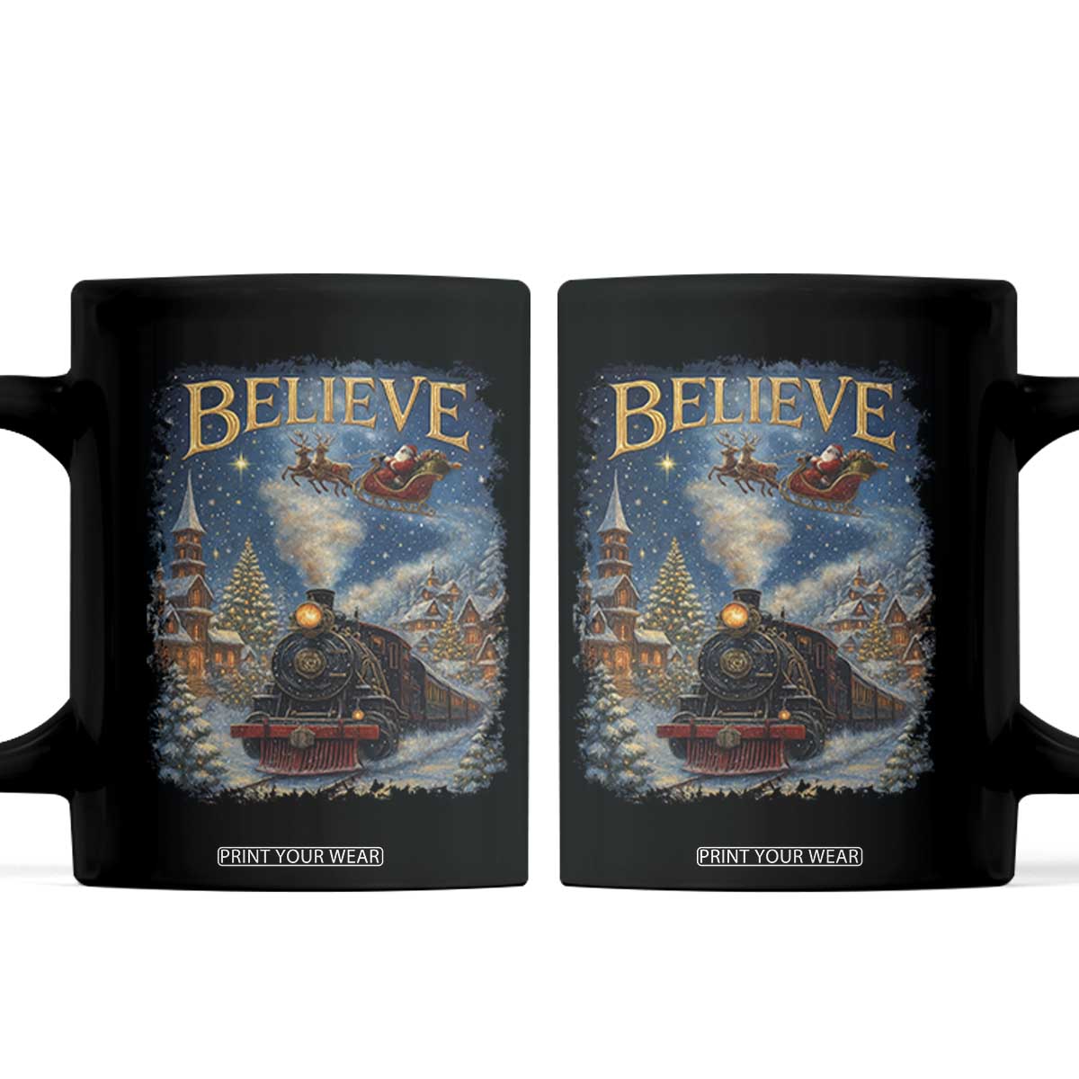 Polar Express Coffee Mug Retro Vintage Christmas Believe TS10 Black Print Your Wear