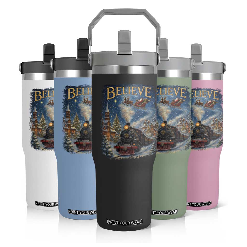 Polar Express Flip Straw Tumbler Retro Vintage Christmas Believe TS10 Print Your Wear