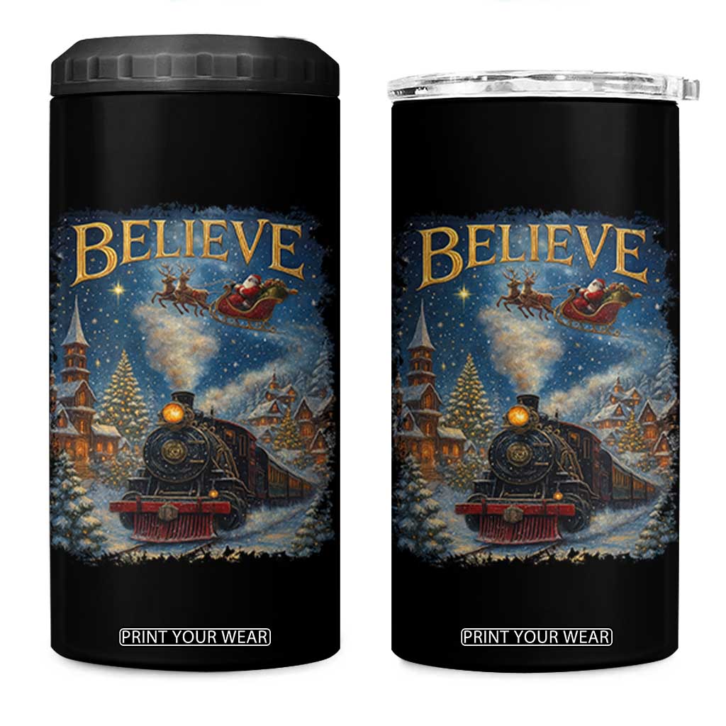 Polar Express 4 in 1 Can Cooler Tumbler Retro Vintage Christmas Believe TS10 One Size: 16 oz Black Print Your Wear