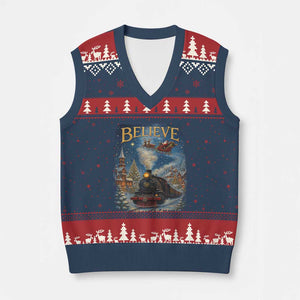 Polar Express V-Neck Knit Sweater Vest Retro Vintage Xmas Believe TS10 Navy Red Print Your Wear