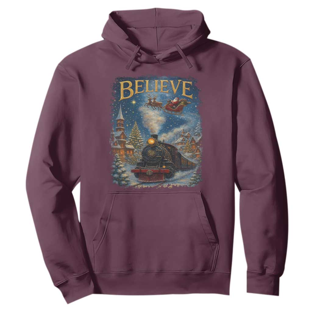 Polar Express Hoodie Retro Vintage Christmas Believe TS10 Maroon Print Your Wear