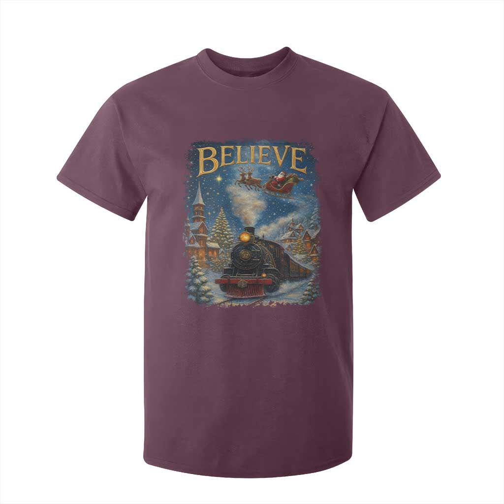 Polar Express T Shirt For Kid Retro Vintage Christmas Believe TS10 Maroon Print Your Wear