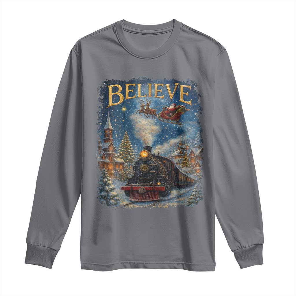 Polar Express Long Sleeve Shirt Retro Vintage Christmas Believe TS10 Charcoal Print Your Wear