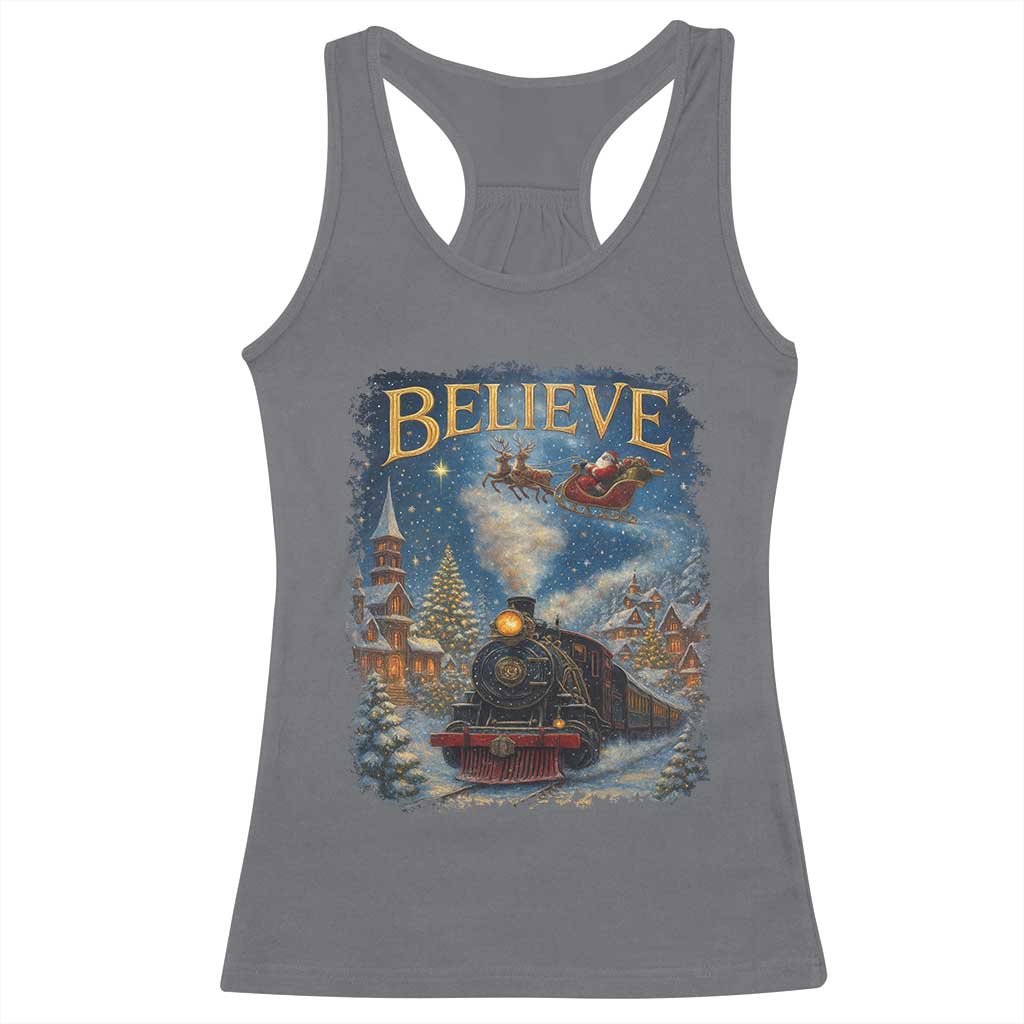Polar Express Racerback Tank Top Retro Vintage Christmas Believe TS10 Charcoal Print Your Wear