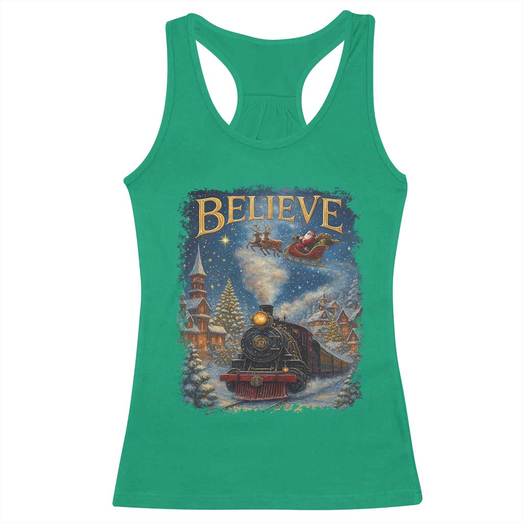 Polar Express Racerback Tank Top Retro Vintage Christmas Believe TS10 Irish Green Print Your Wear