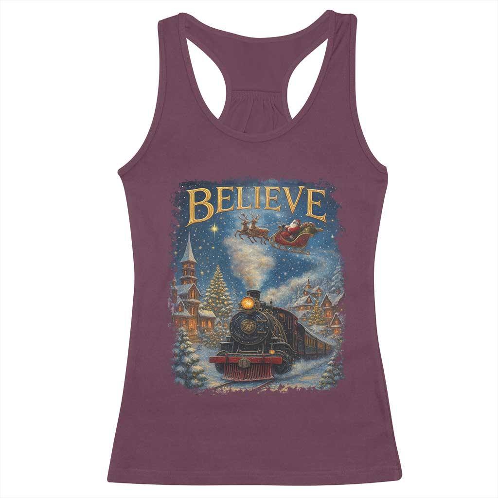 Polar Express Racerback Tank Top Retro Vintage Christmas Believe TS10 Maroon Print Your Wear