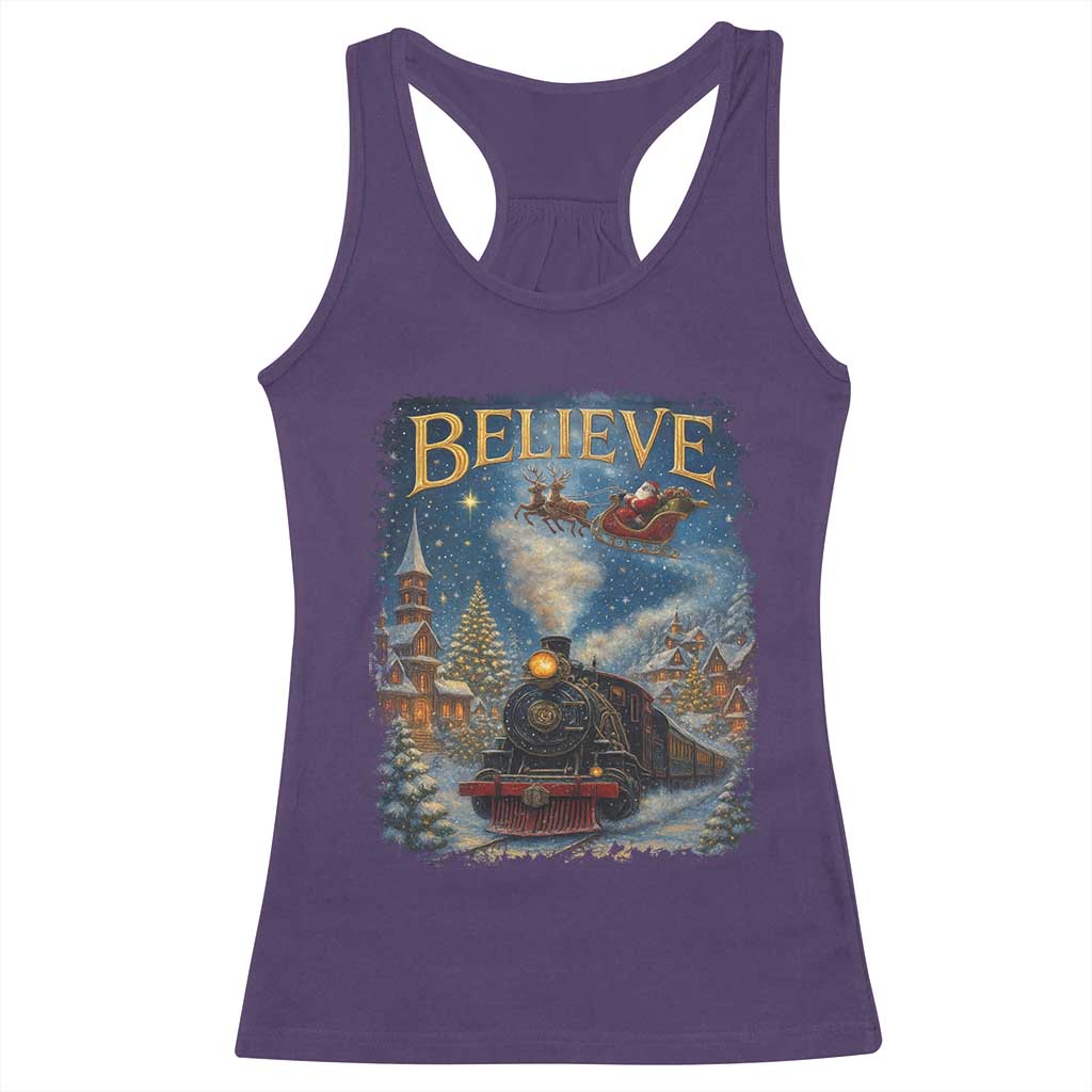 Polar Express Racerback Tank Top Retro Vintage Christmas Believe TS10 Purple Print Your Wear