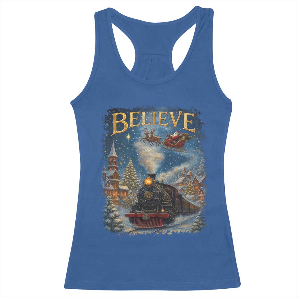 Polar Express Racerback Tank Top Retro Vintage Christmas Believe TS10 Royal Blue Print Your Wear