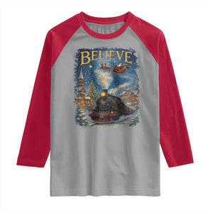 Polar Express Raglan Shirt Retro Vintage Christmas Believe TS10 Sport Gray Red Print Your Wear