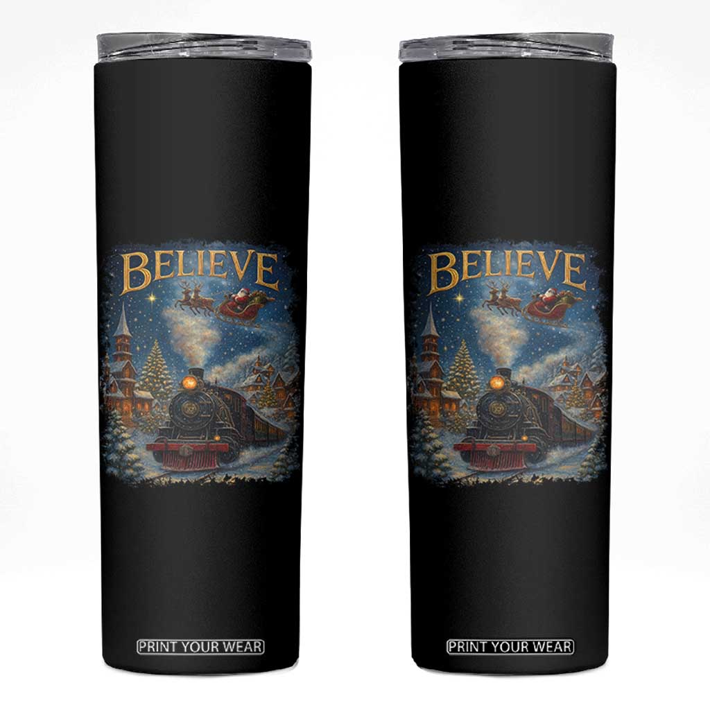 Polar Express Skinny Tumbler Retro Vintage Christmas Believe TS10 Black Print Your Wear