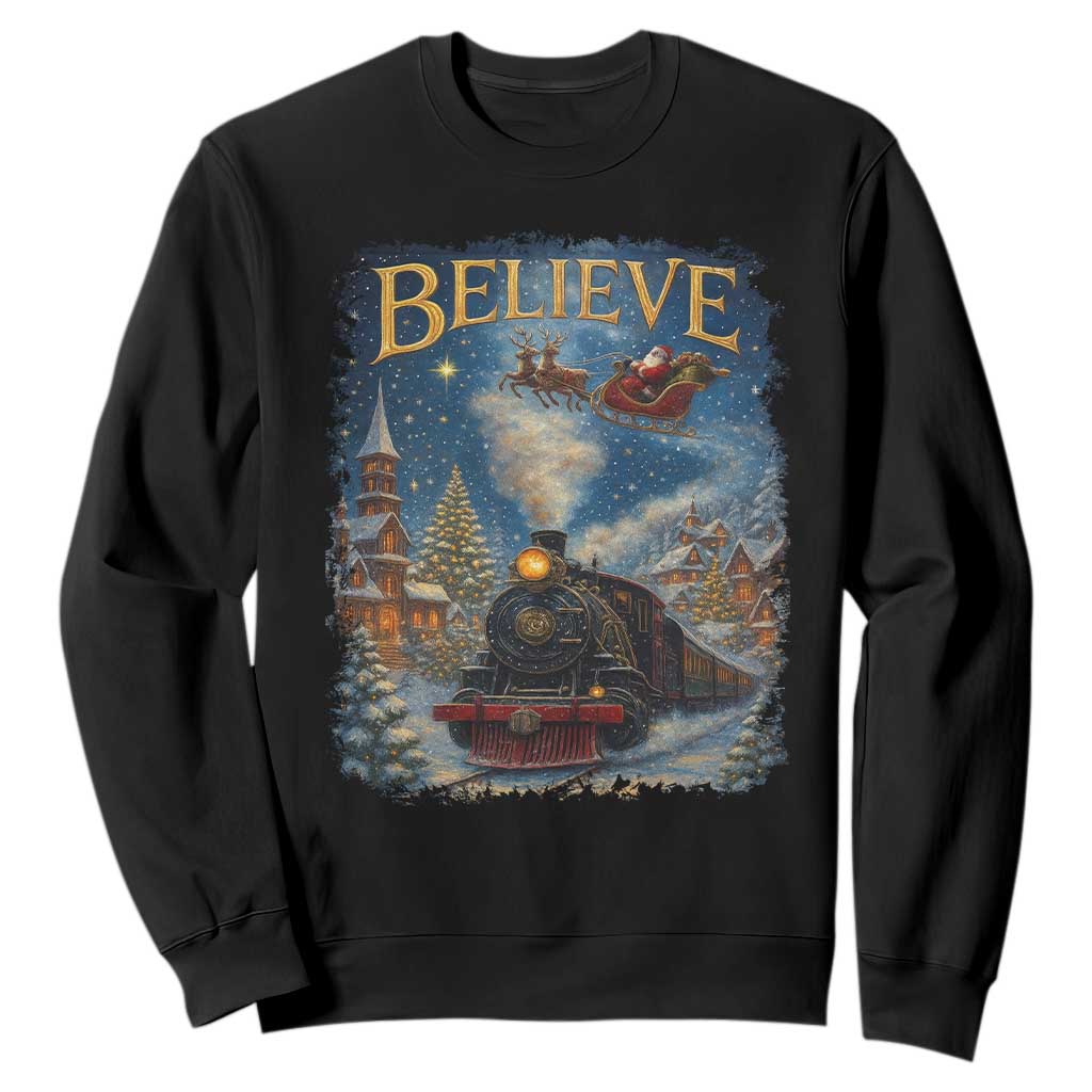 Polar Express Sweatshirt Retro Vintage Christmas Believe TS10 Black Print Your Wear