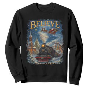 Polar Express Sweatshirt Retro Vintage Christmas Believe TS10 Black Print Your Wear