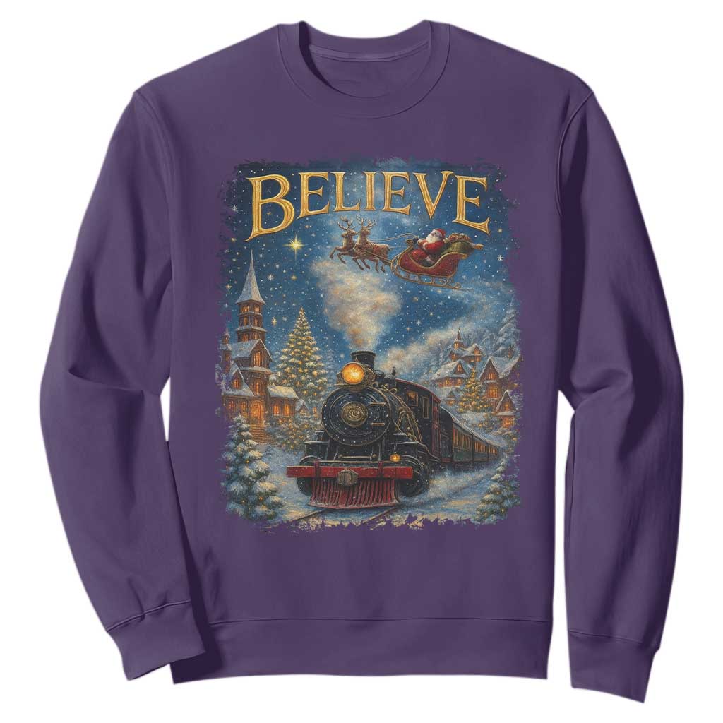 Polar Express Sweatshirt Retro Vintage Christmas Believe TS10 Purple Print Your Wear