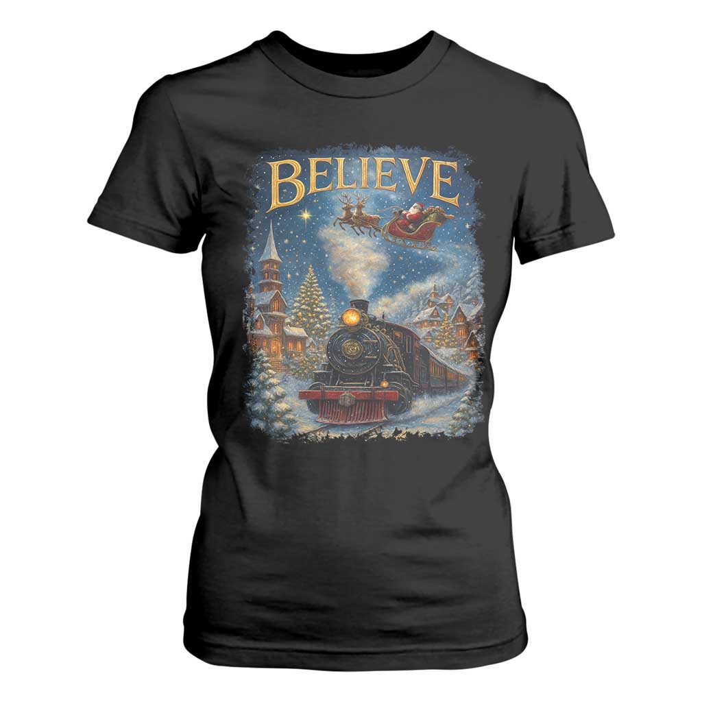 Polar Express T Shirt For Women Retro Vintage Christmas Believe TS10 Black Print Your Wear