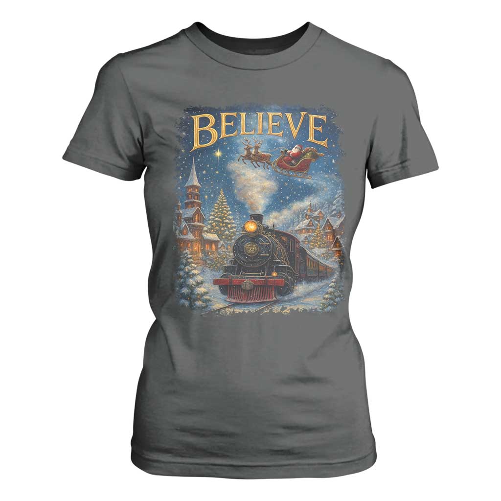 Polar Express T Shirt For Women Retro Vintage Christmas Believe TS10 Dark Heather Print Your Wear