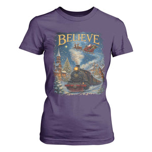 Polar Express T Shirt For Women Retro Vintage Christmas Believe TS10 Purple Print Your Wear